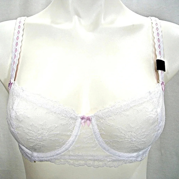 32B Felina 5894 Harlow Sheer Lace Full Bust Underwire  Bra White‎ NWT - Picture 4 of 16
